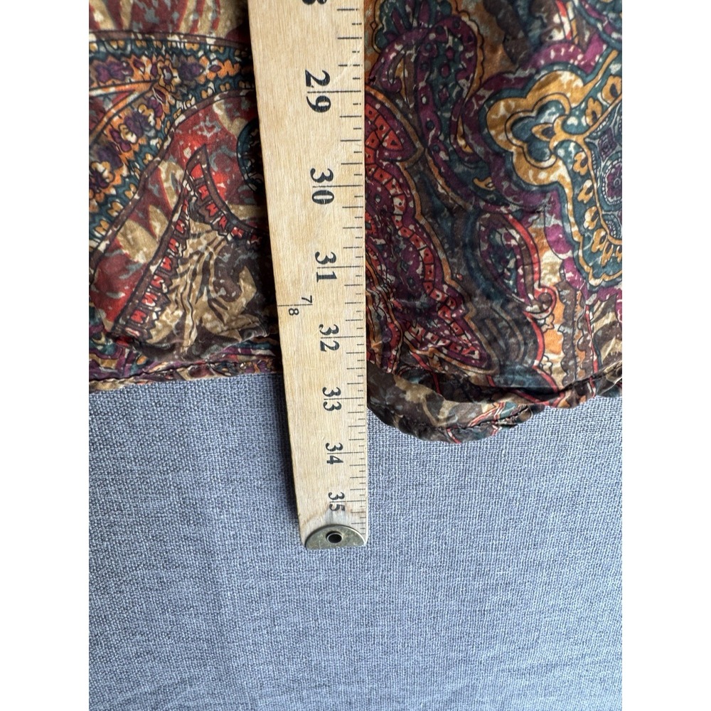 Vtg Compagnie Int Express Silk Top Small Brown Paisley Button Up Tunic‎ Blouse - Picture 3 of 7